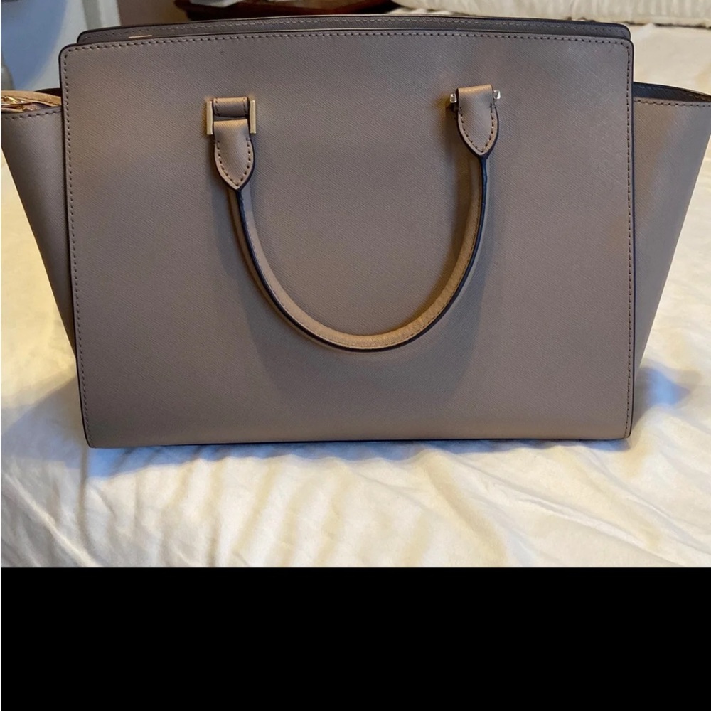 Michael Kors Tan Leather Satchel with Gold Hardware
